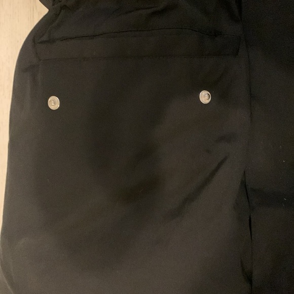 forever 21 mens medium coat jacket black puffer ski flags hooded Logo Full Zip S - Picture 7 of 12